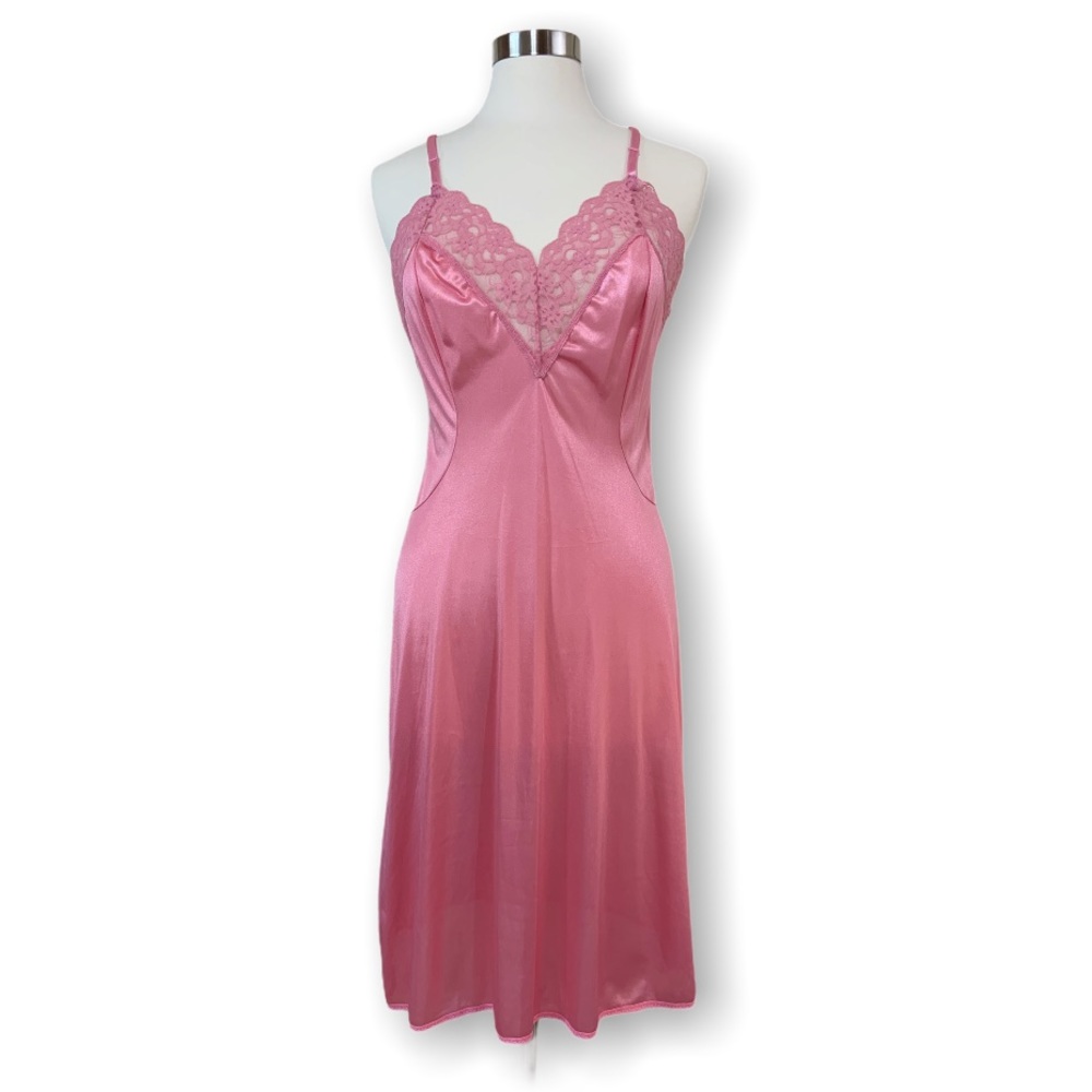 Vintage Texsheen Pink Lace Slip -Slip Dress